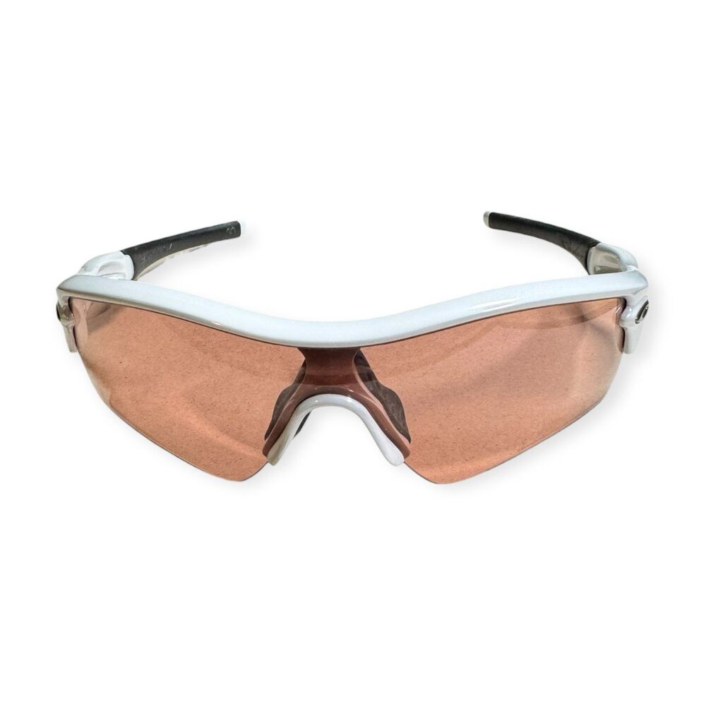 Oakley‎ Radar Path Sunglasses White Chrome/Orange Iridium Lens Sport Wrap Rare - Picture 2 of 10